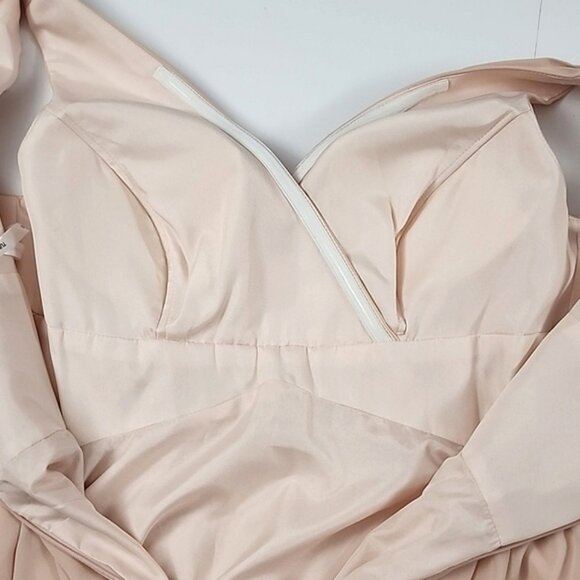 Tulle & Chantilly Women's Blush Chiffon Bridesmaid Dress V Neck Flowy Size 12 - Picture 7 of 14